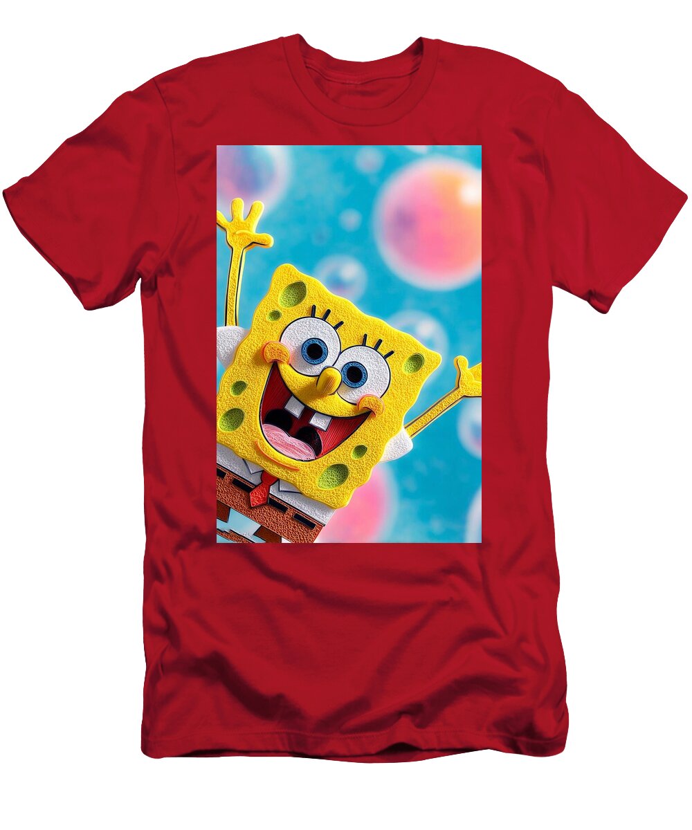 Spongebob Squarepants in Bubbly Bliss Square Nathanael Ruiz T-Shirt