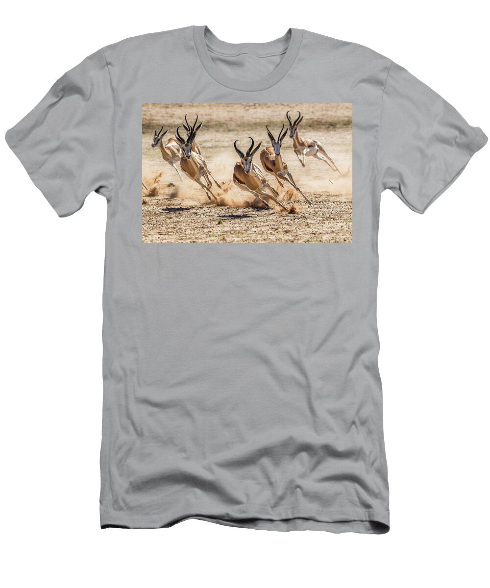 Springbok Herd Fleeing Predator Kgalagadi Transfrontier Ann Steve Toon Natureplcom T-Shirt
