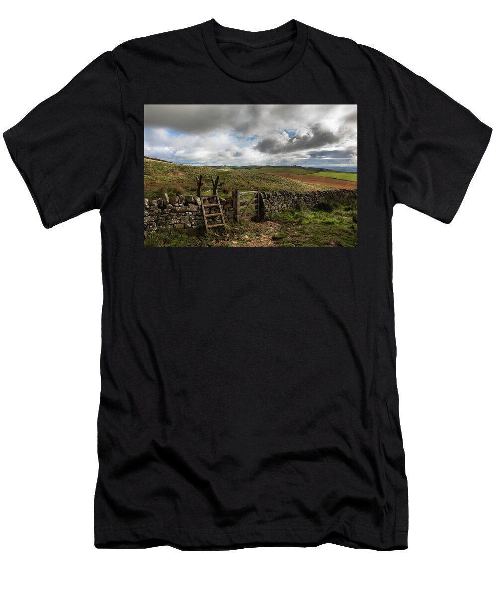 Stile on Hadrians Wall Path Northumberland National Park Ann Steve Toon Natureplcom T-Shirt