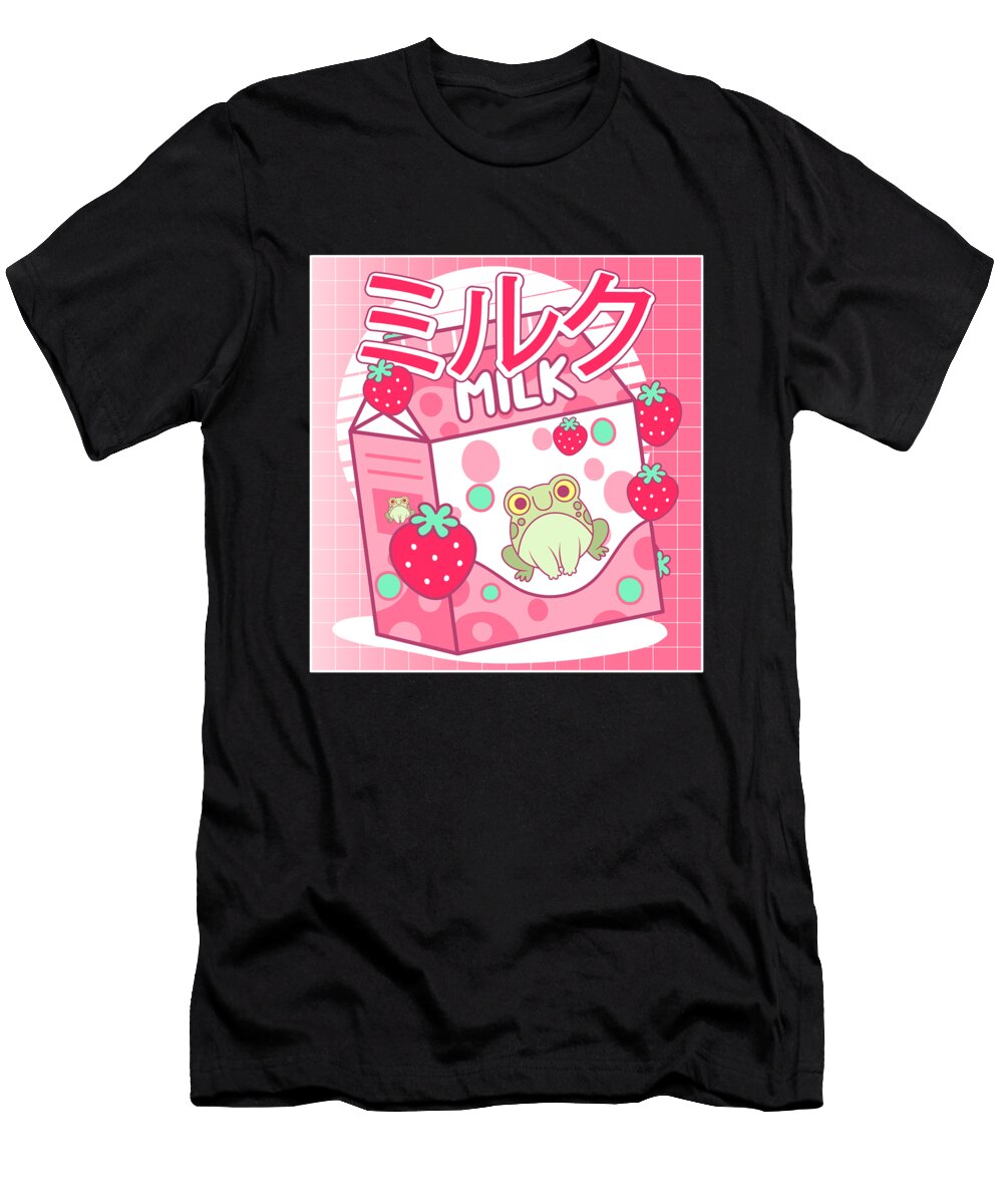 Strawberry Milk Kawaii Cute Frog Toad Aesthetic Bastav T-Shirt