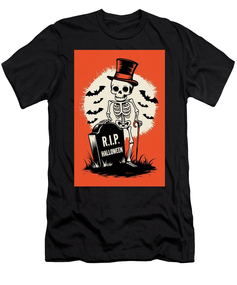 Stylish Skeleton for Ai Halloween Fun Vidddie Publyshd T-Shirt