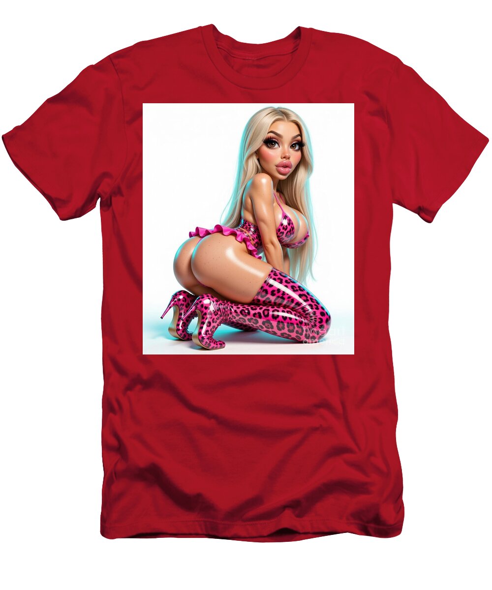Stylized Blonde in Pink Leopard Outfit Brian Gibbs T-Shirt