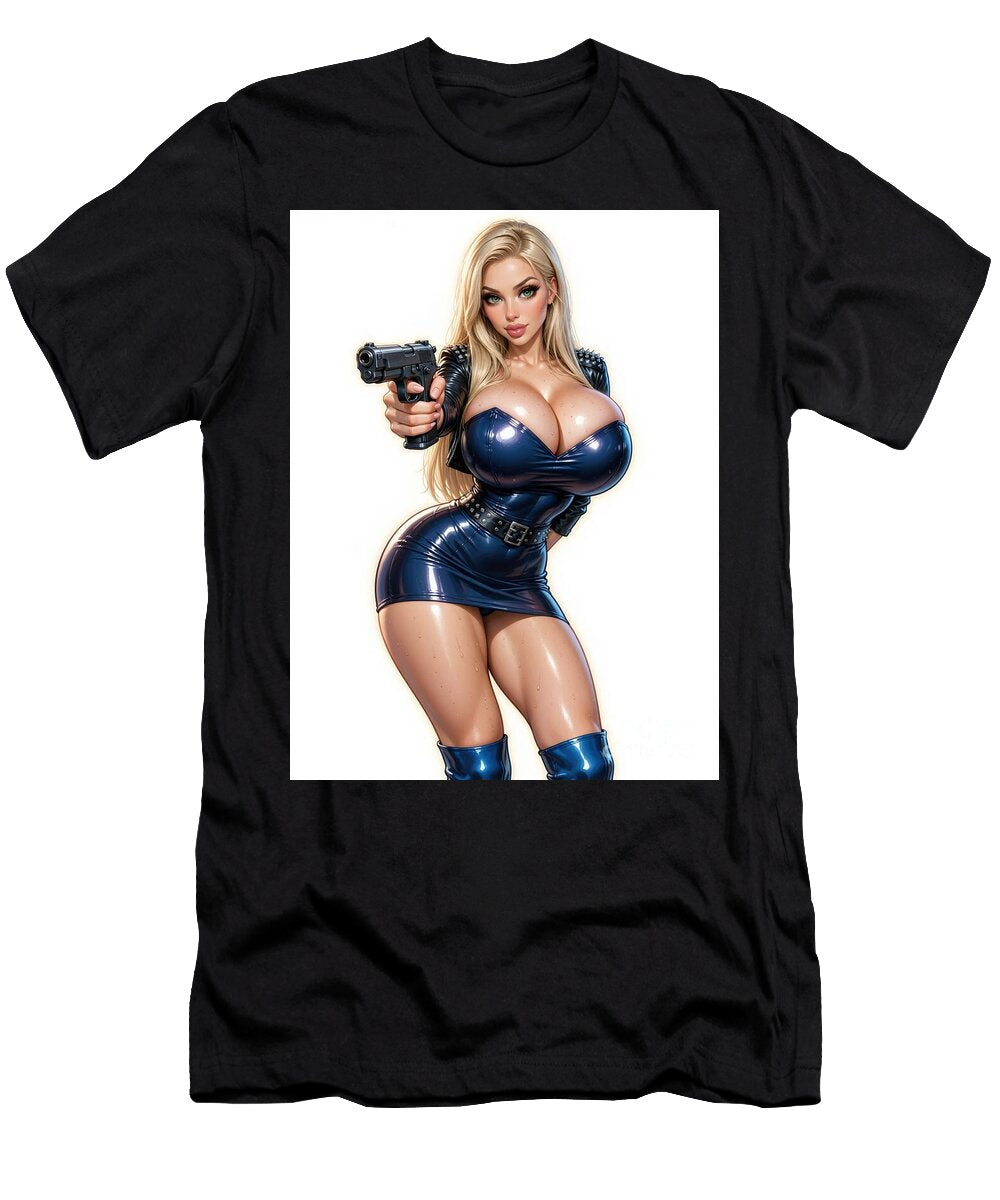 Stylized Blonde with Gun Brian Gibbs T-Shirt
