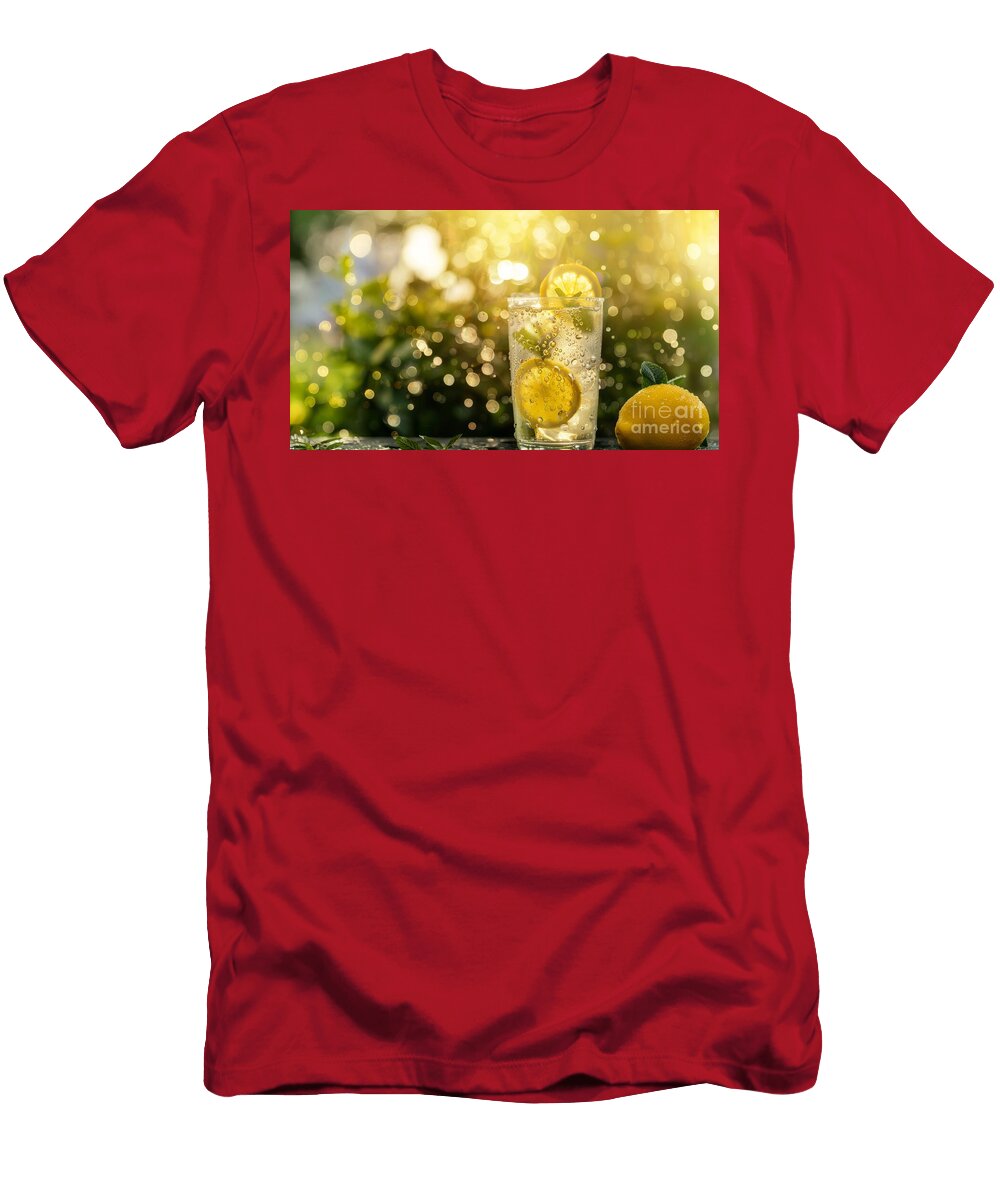 Summer Lemonade Drink with Mint and Lemon Slices on Wooden Table Michal Bednarek T-Shirt