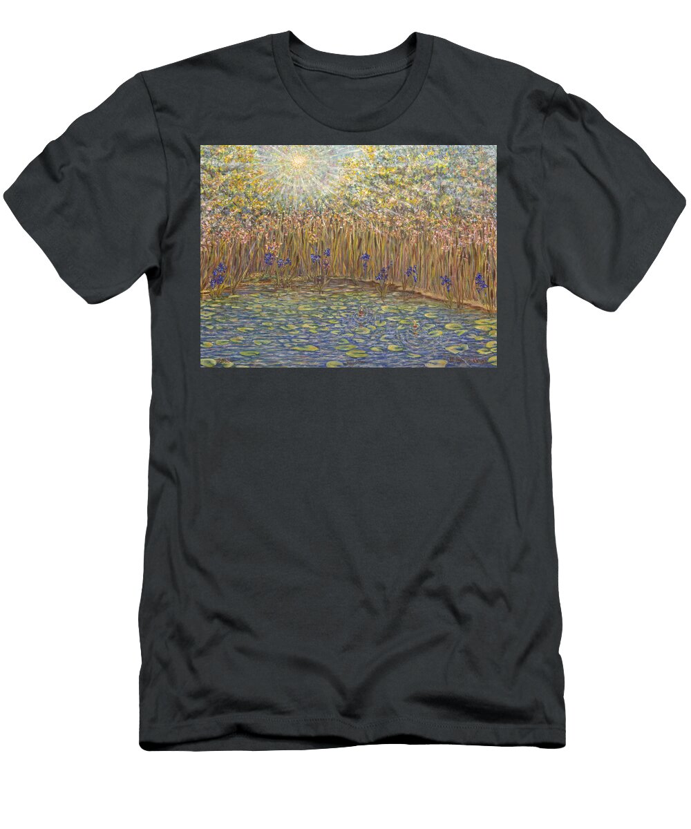 Sun Beams on Ripples in a Lily Dappled Impressionists Oil Paradise Jill Annette Johnson T-Shirt