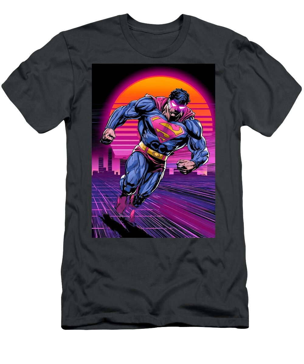 Superman in Neon City Chase Superman Grayson Sheppard T-Shirt