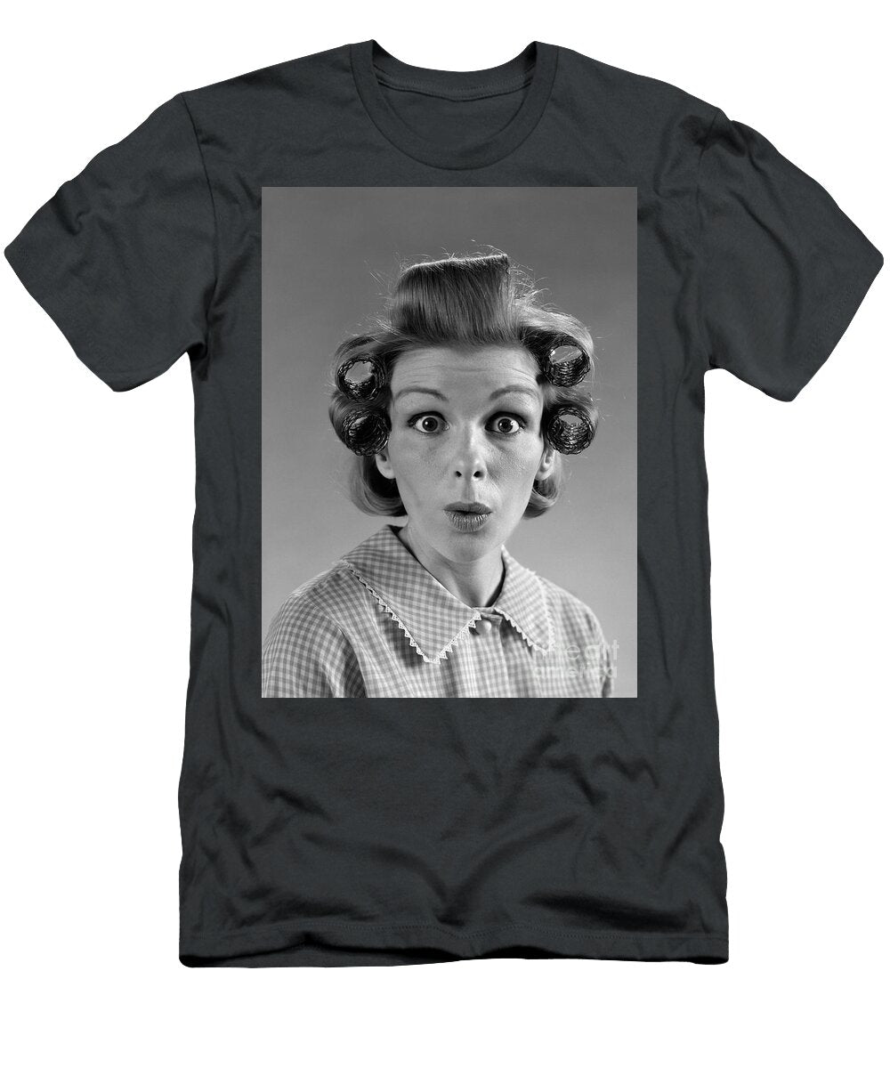 Surprised Woman with Hair in Rollers H Armstrong Robertsclassicstock T-Shirt