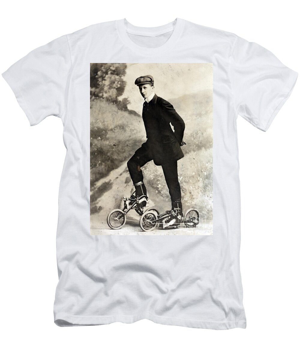 Takypod Pedaled Roller Skates 1910 Science Source T-Shirt