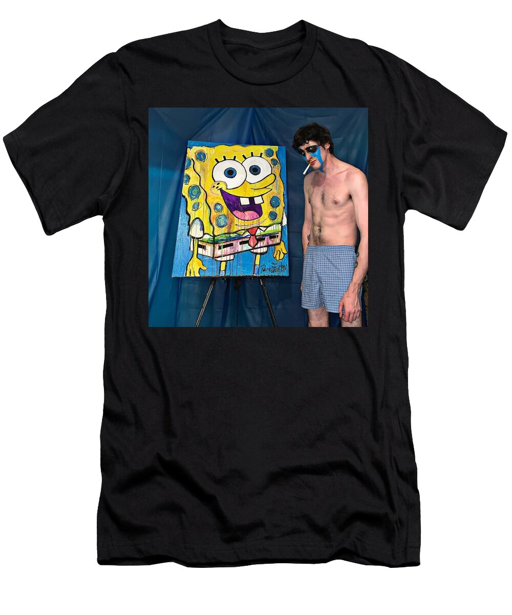 The Artist with His Spongebob Painting Russell Frantom T-Shirt