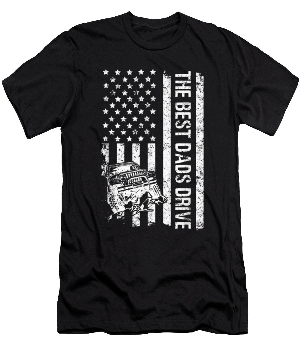 The Best Dads Drive Jeeps American Flag Tinh Tran Le Thanh T-Shirt