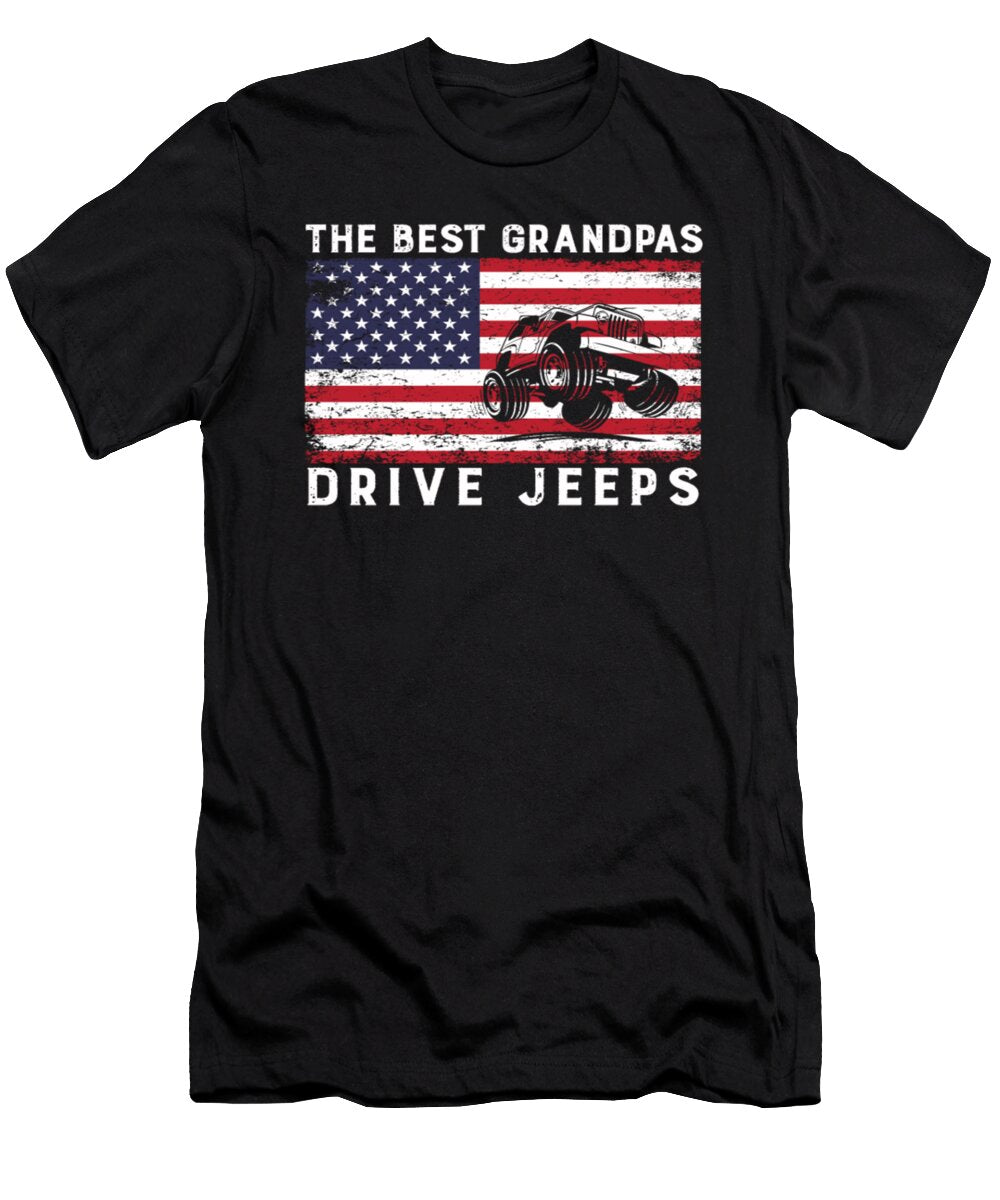 The Best Grandpas Drive Jeeps American Flag Tinh Tran Le Thanh T-Shirt