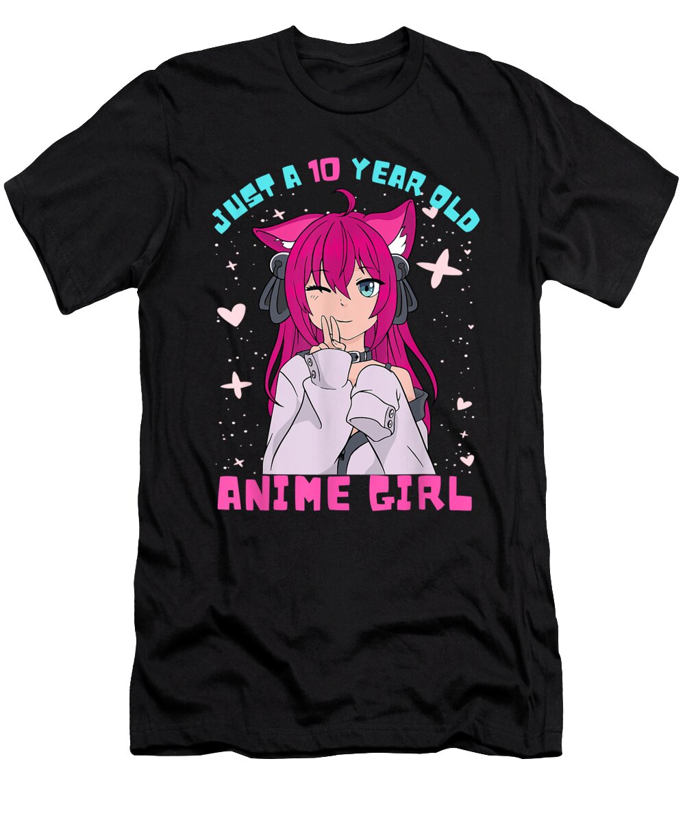 The Future Good Anime Girl 10 Year Old Birthday Girl Kawaii 10th Birthday Gifts Ezone Prints T-Shirt