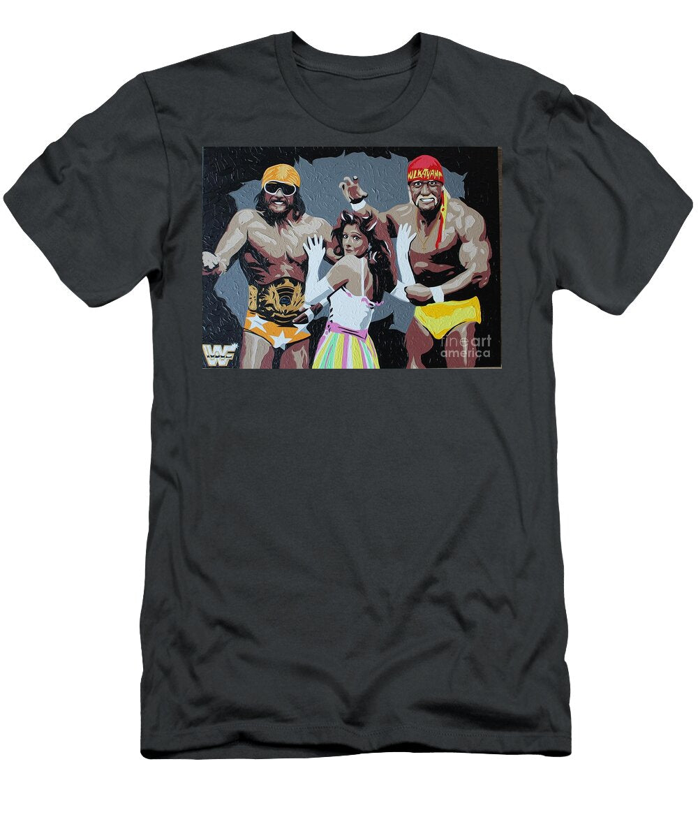The Mega Powers Macho Man and Hulk Hogan Wrestling Painting Eugene Horan T-Shirt