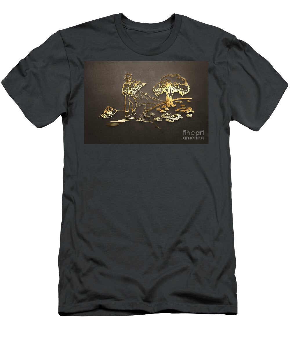 The Traveller Looks At the Map3d Rendering Kartick Dutta T-Shirt