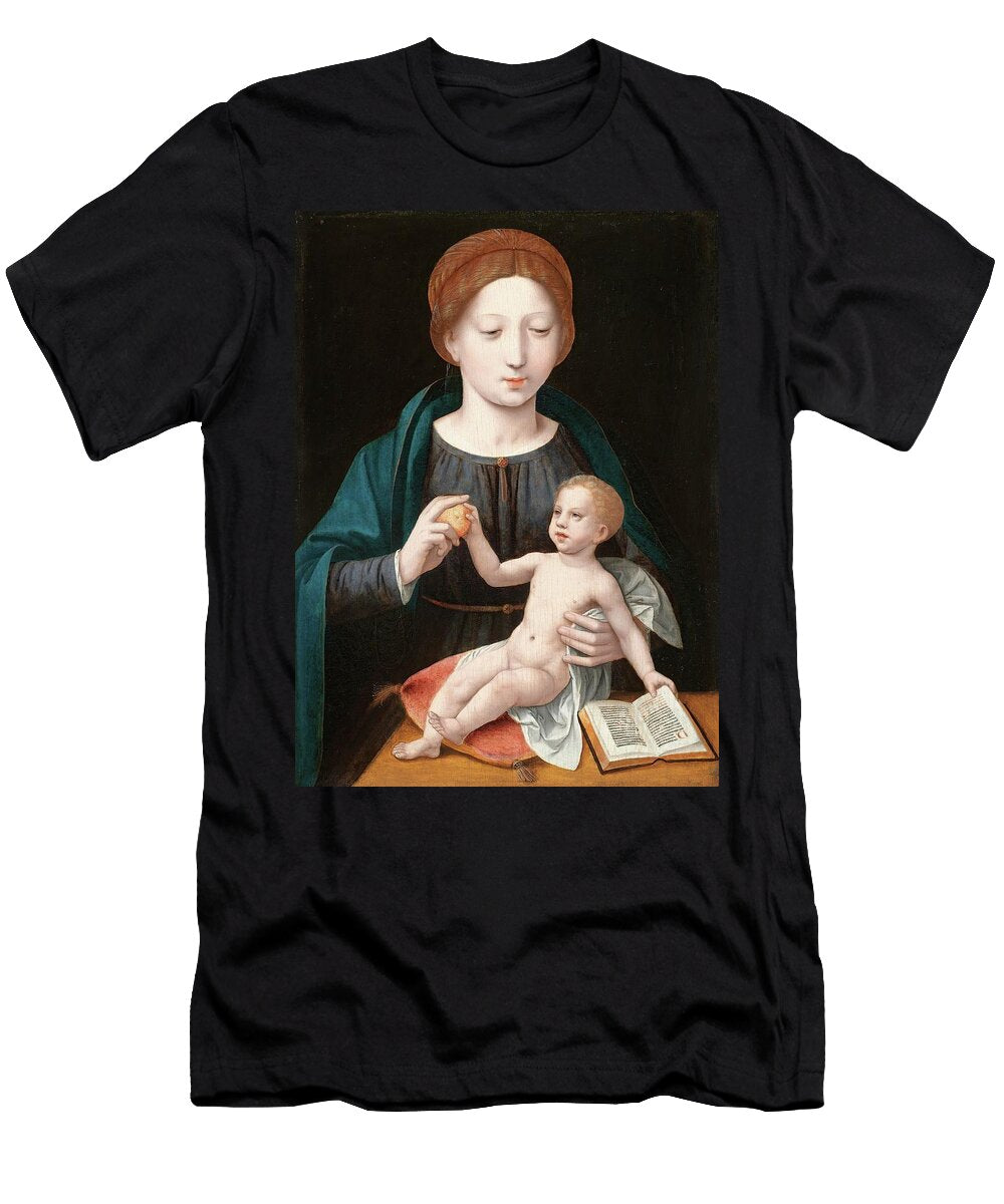 The Virgin and Child with an Apple and an Open Book the Master of the Female Half Lengths T-Shirt
