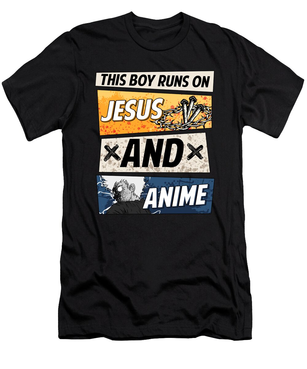 This Boy Runs on Jesus and Anime I Kawaii Chibi Bi Nutz T-Shirt