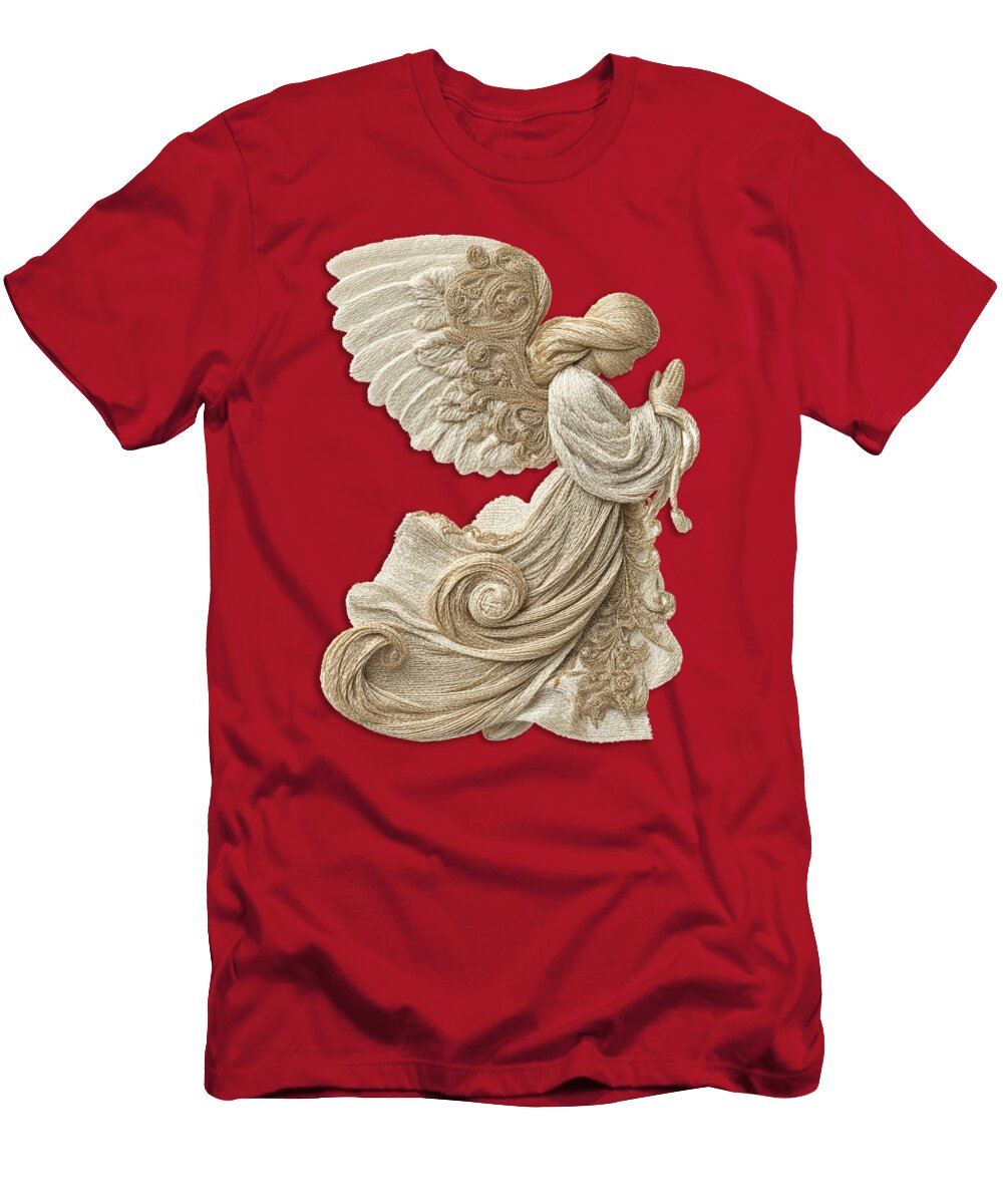 Threaded Prayer Angel in Quiet Profile Intricate Angelic Sculpture Lena Owens T-Shirt