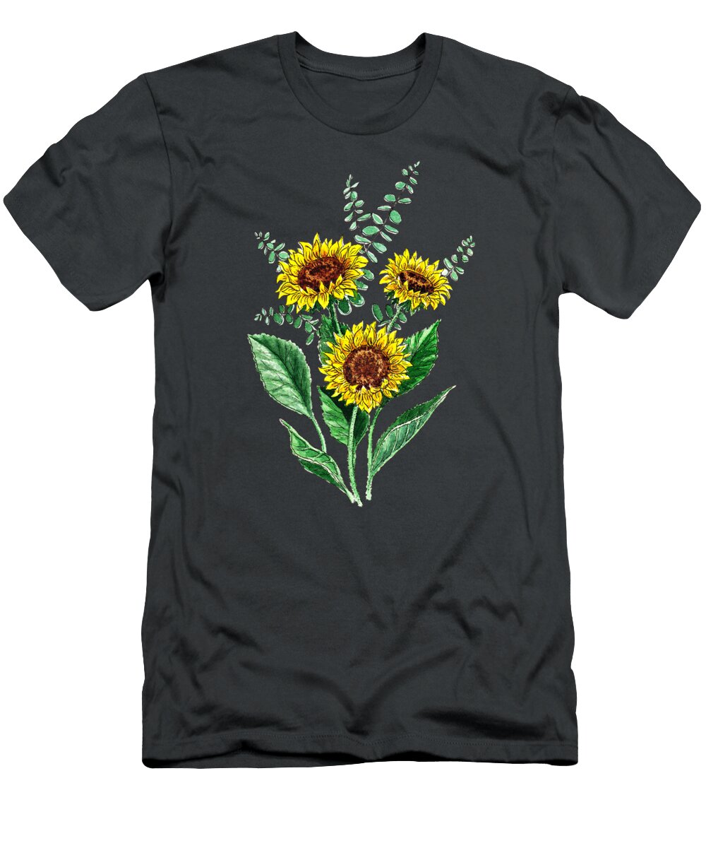 Three Playful Sunflowers Irina Sztukowski T-Shirt