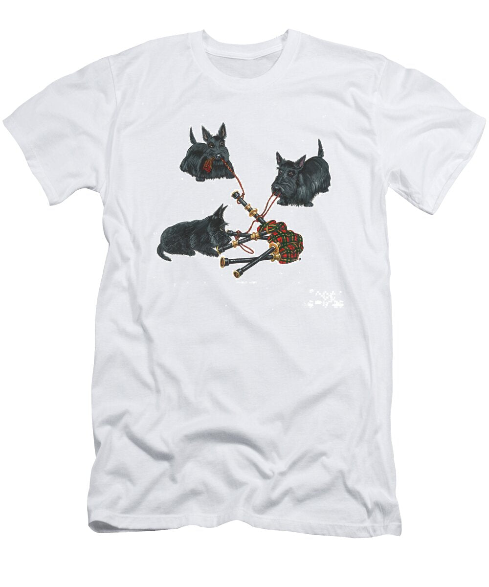 Three Scotties and the Pipes Margaryta Yermolayeva T-Shirt