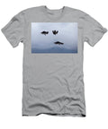 Three White Necked Ravens in Flight Swooping Giants Ann Steve Toon Natureplcom T-Shirt