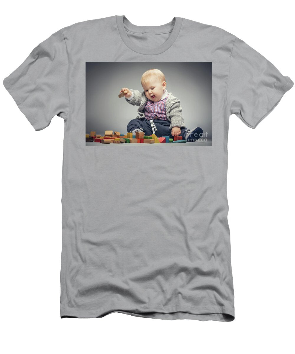 Toddler Boy Playing with Building Blocks Michal Bednarek T-Shirt