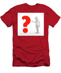 Toon Man Pointing At Red Big Question Mark Faq Ask Search Concepts Michal Bednarek T-Shirt