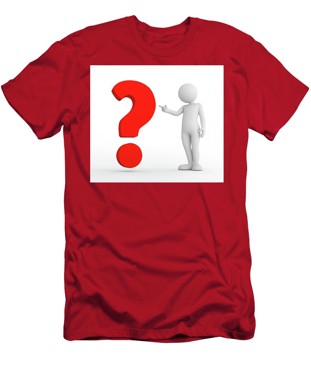 Toon Man Pointing At Red Big Question Mark Faq Ask Search Concepts Michal Bednarek T-Shirt