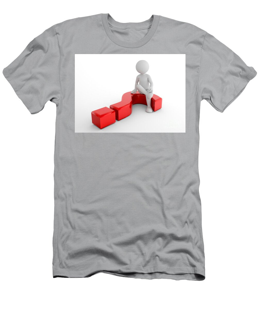 Toon Man Sitting on 3d Question Mark Faq Ask Search Concepts Michal Bednarek T-Shirt