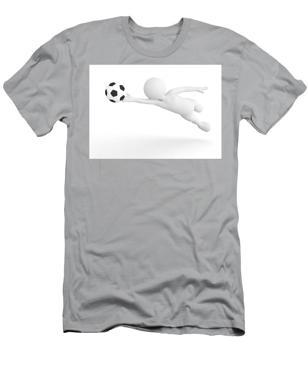 Toon Man Soccer Goalkeeper Saving the Ball From Goal Football Concept Michal Bednarek T-Shirt