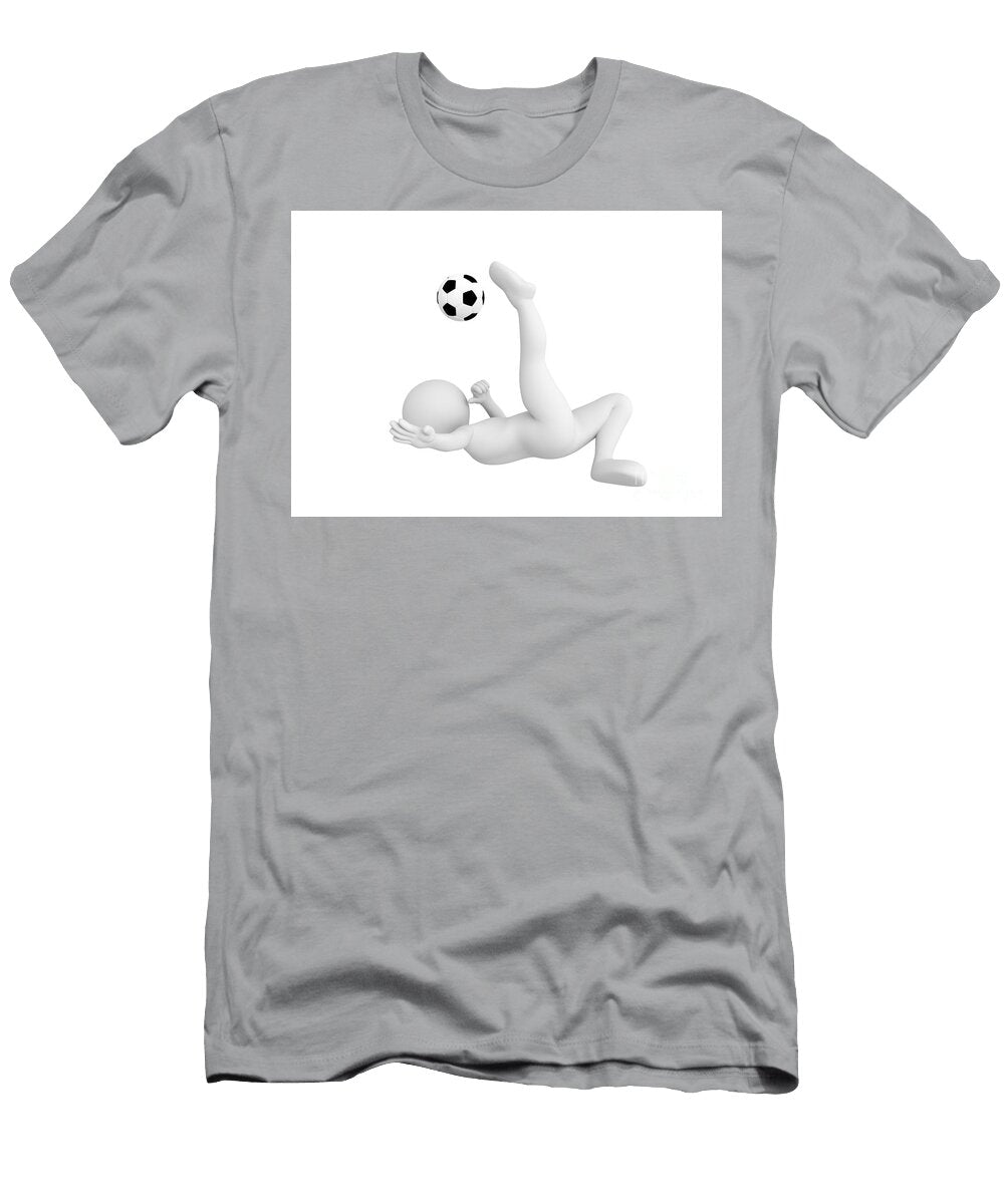 Toon Man Soccer Player Shooting Ball in Overhead Kick Pose Football Concept Michal Bednarek T-Shirt