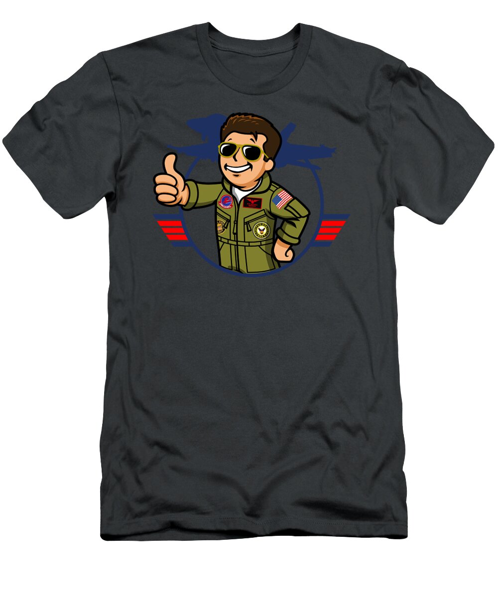 Top Gun Vault Maverick Retro 80s Tom Cruise Movie Gamer Mashup Parody Sibainu T-Shirt