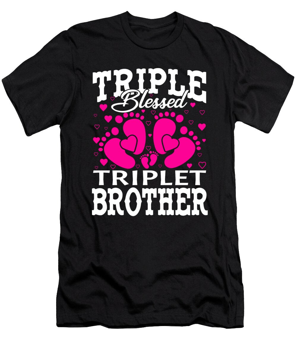 Triple Blessed Triplet Brother Pregnancy Baby Shower Dhbubble T-Shirt