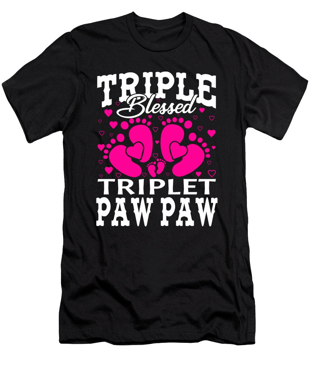 Triple Blessed Triplet Paw Paw Pregnancy Baby Shower Dhbubble T-Shirt