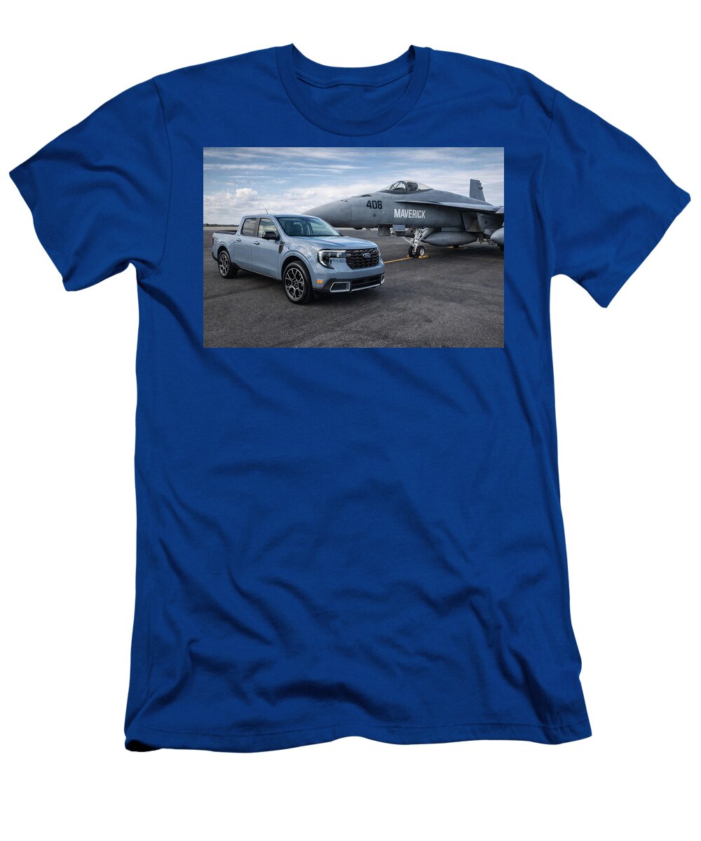 Truck and Fighter Jet on Tarmac Jerry Orourke T-Shirt