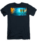 Two Glasses of Sparkling Champagne Are Set Against a Vibrant and Festive Bokeh Background Odon Czintos T-Shirt