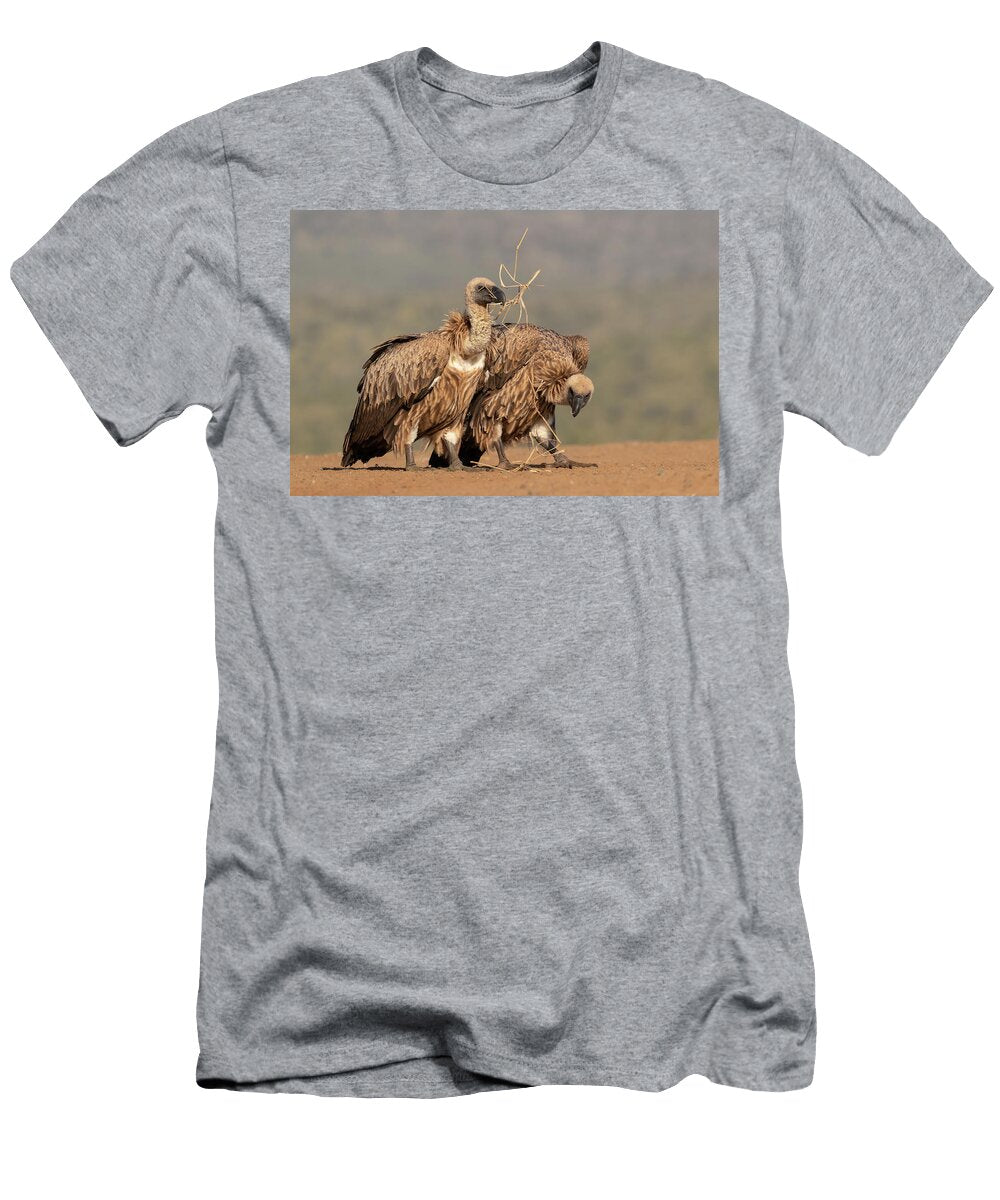 Two Whitebacked Vultures One Carrying Nesting Material in Ann Steve Toon Natureplcom T-Shirt