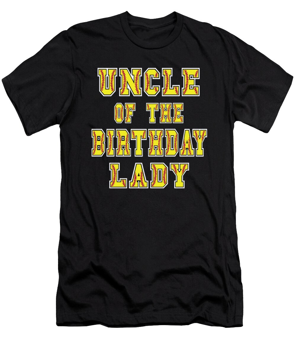 Uncle of the Birthday Lady Softball Lover Bday Party Product Art Grabitees T-Shirt
