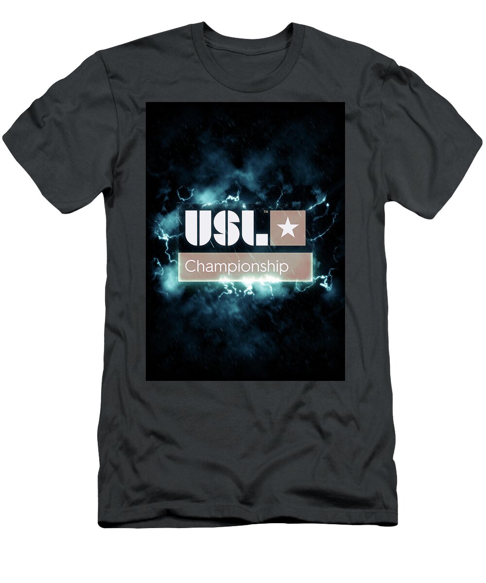 United Soccer League Red Lighting Blue Usl Championship Vert Dark Leith Huber T-Shirt