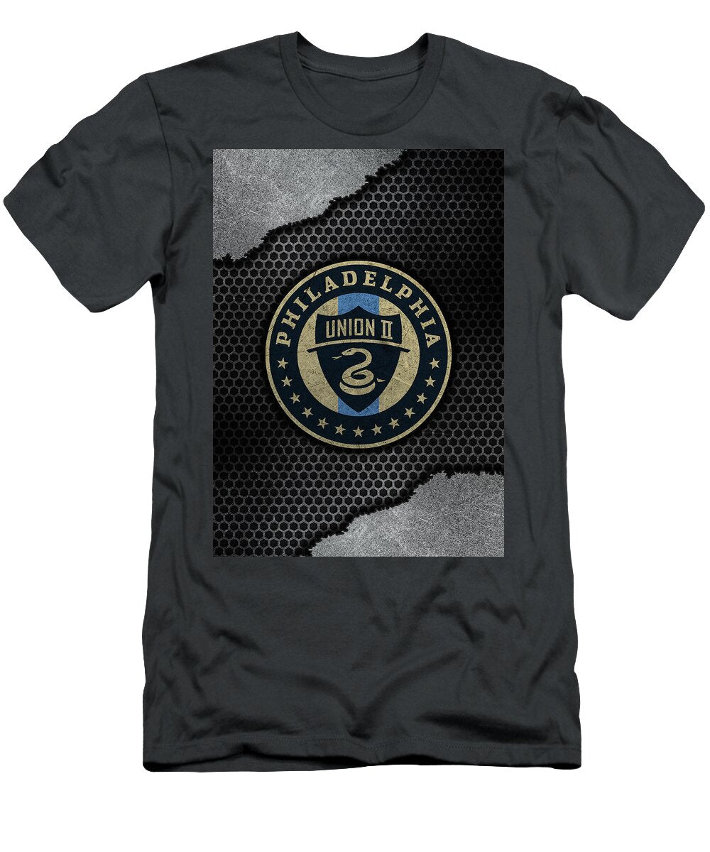 United Soccer League Red Metal Art Philadelphia Union Ii Leith Huber T-Shirt