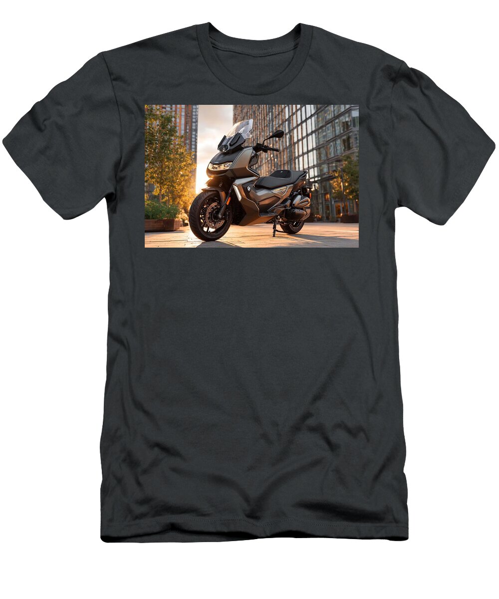 Urban Transport Stylish Design Modern Scooter BMW C 400 Gt Maxi Scooter Urban Commute Parked By a Mo Grover Mcclure T-Shirt