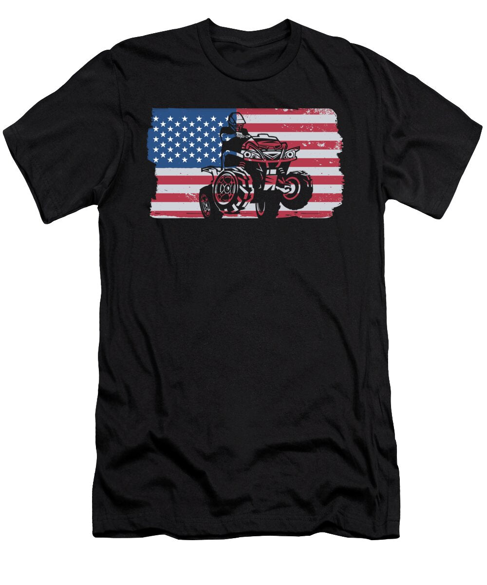 US Flag American Quad Racing Offroad Atv Gift Thomas Larch T-Shirt