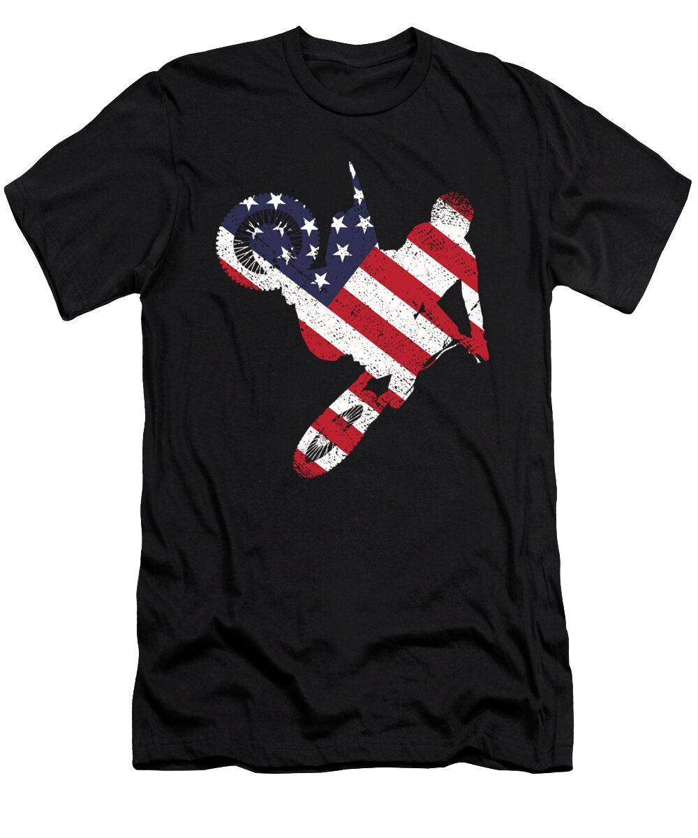 USA Flag Motorcycle Motocross Biker Racing Gift Thomas Larch T-Shirt