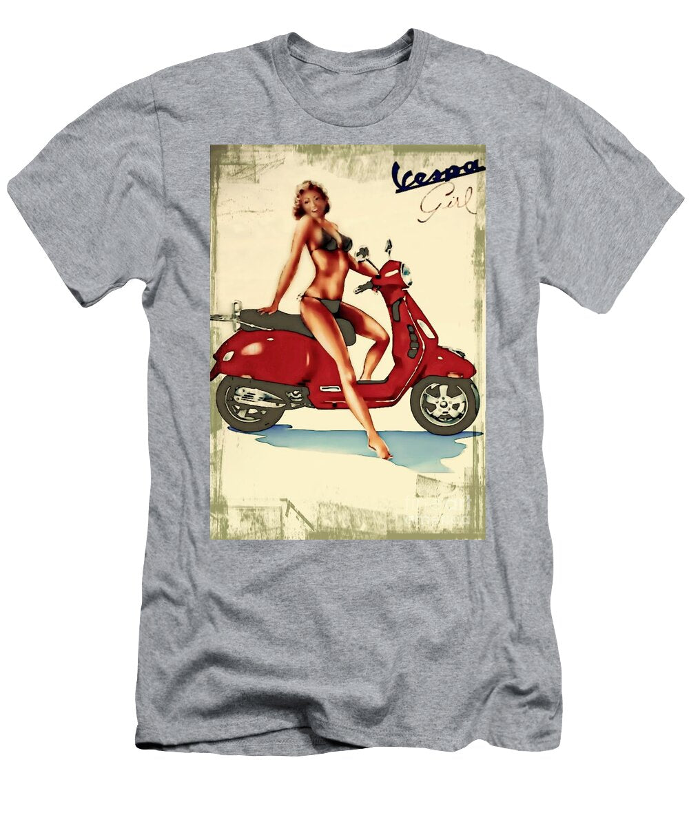 Vespa Girl Vintage Poster Ian Gledhill T-Shirt