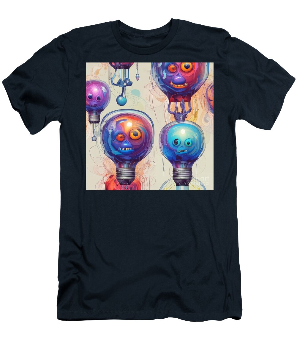 Vibrant Robot Lightbulb Faces Elisabet Bondesson T-Shirt