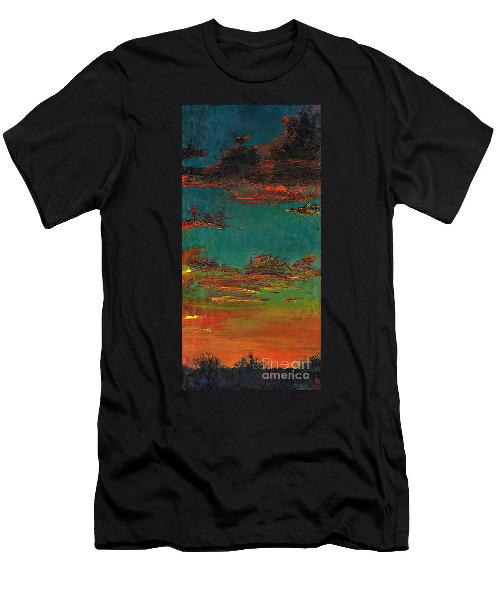 Vibrant Sunset Over Landscape Maverick Hadley T-Shirt