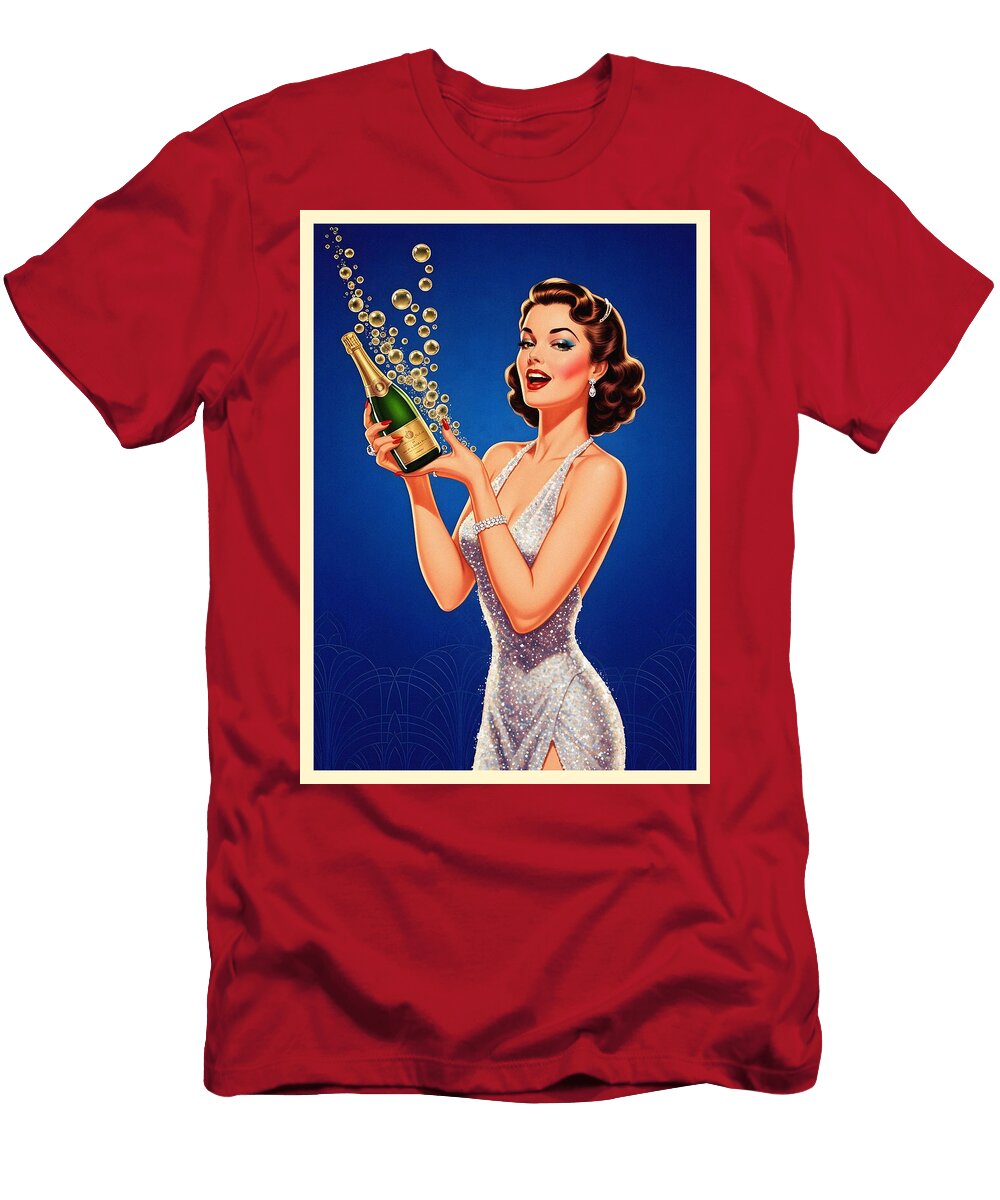 Vintage Bubbly 1950s Pin Up Poster Dale Kincaid T-Shirt