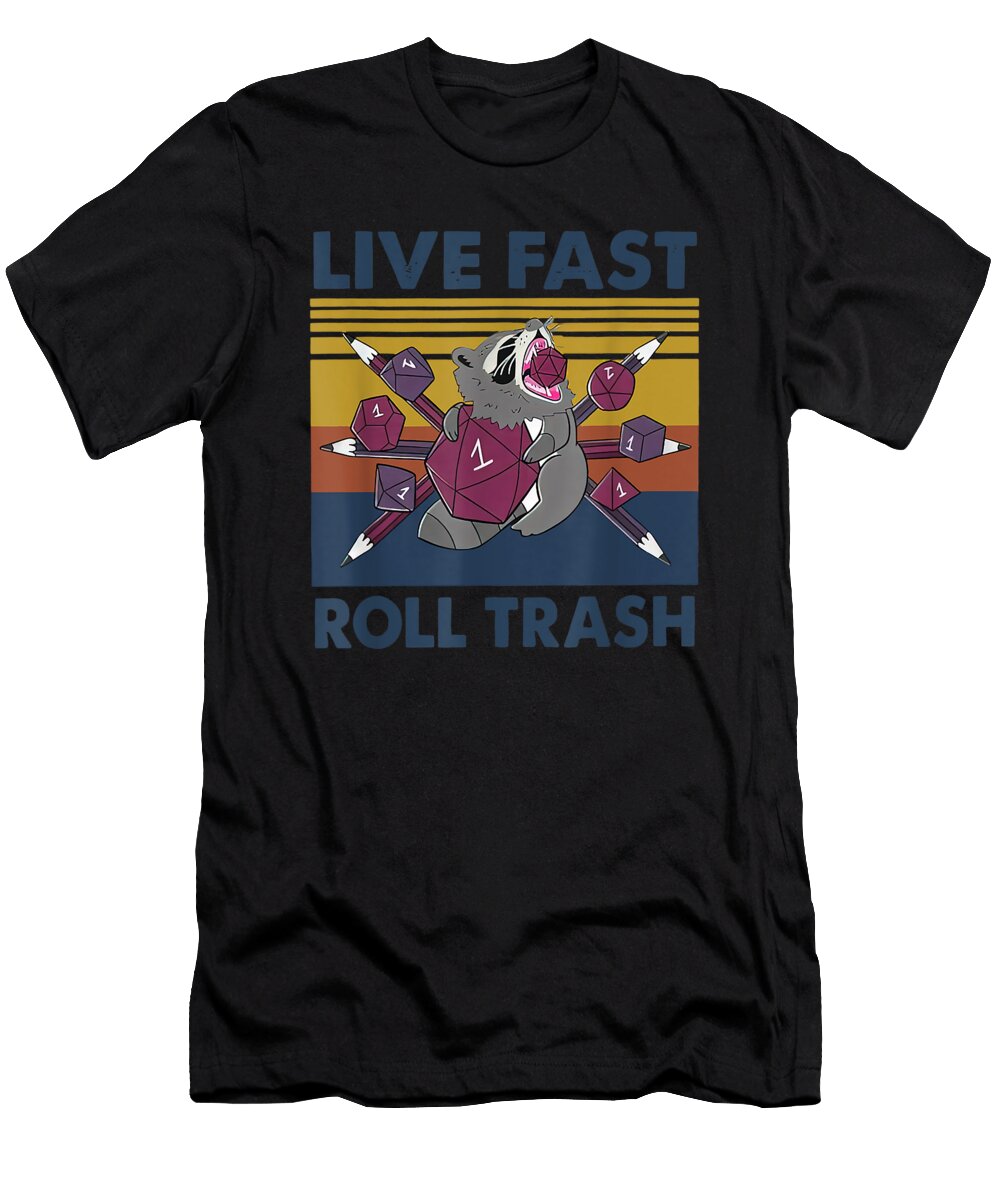 Vintage Dungeons Raccoon Live Fast Roll Trash Retro Dragons Do Tran Quang T-Shirt
