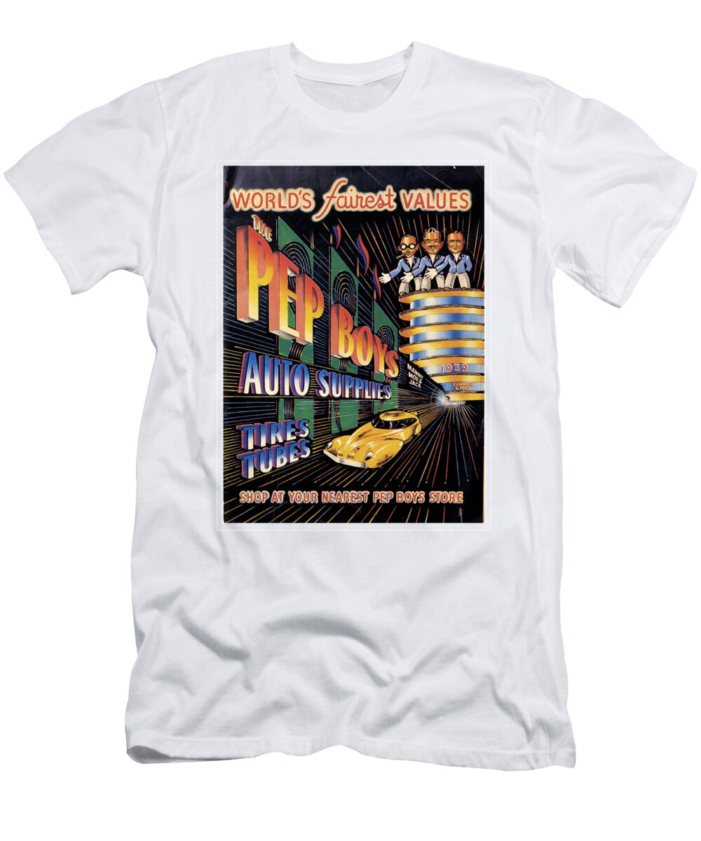 Vintage Pep Boys Auto Supplies Advertisement World Art Collective T-Shirt