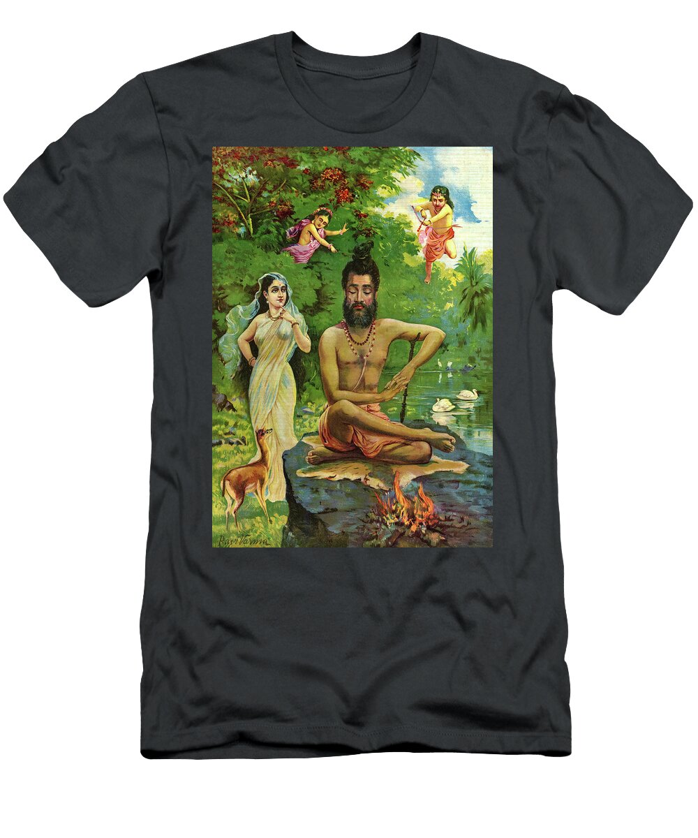 Vishwamitra Tapobangh Ravi Varma T-Shirt