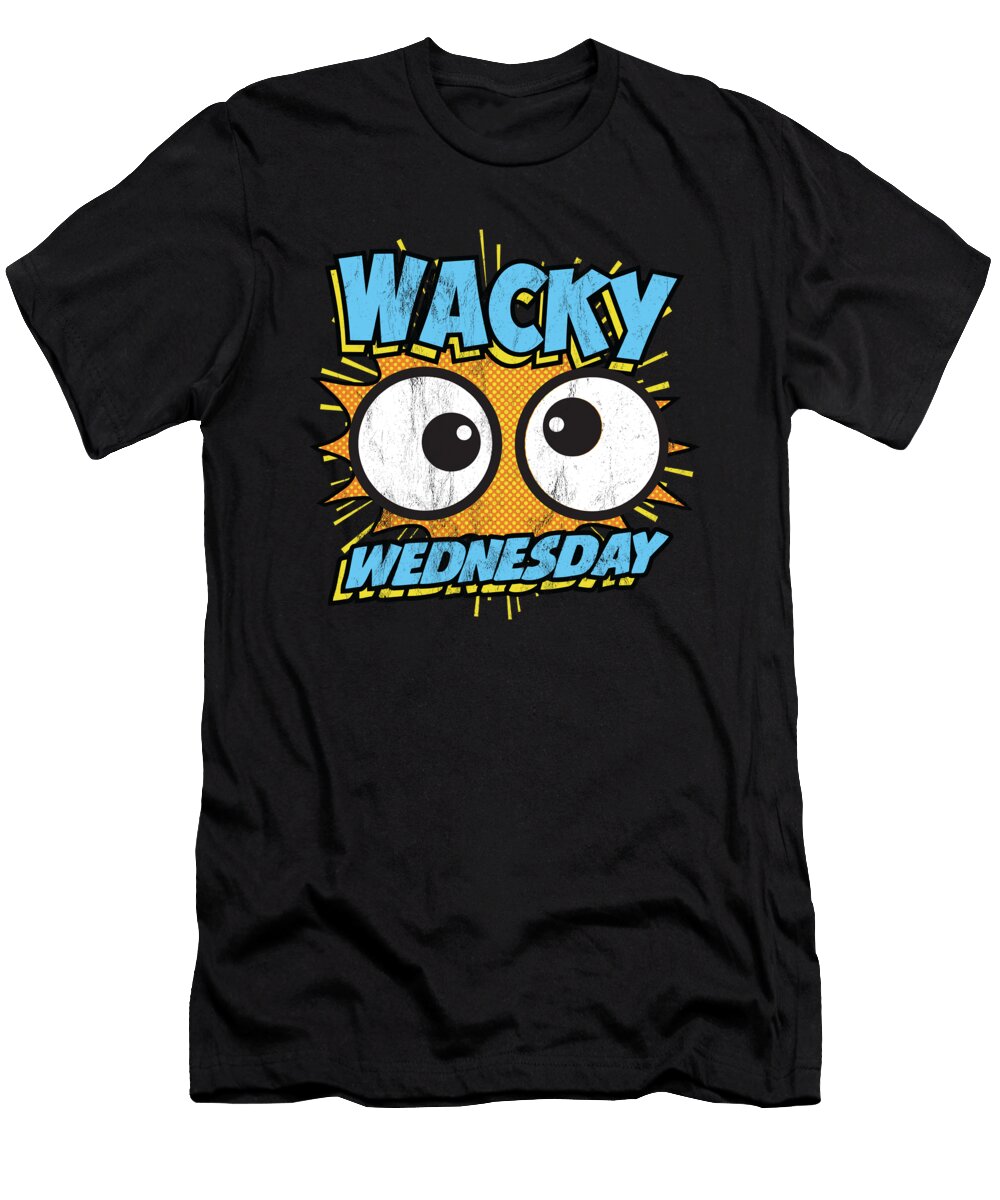 Wacky Wednesday Googly Eyes Silly Comic Style Kids Noirty Designs T-Shirt